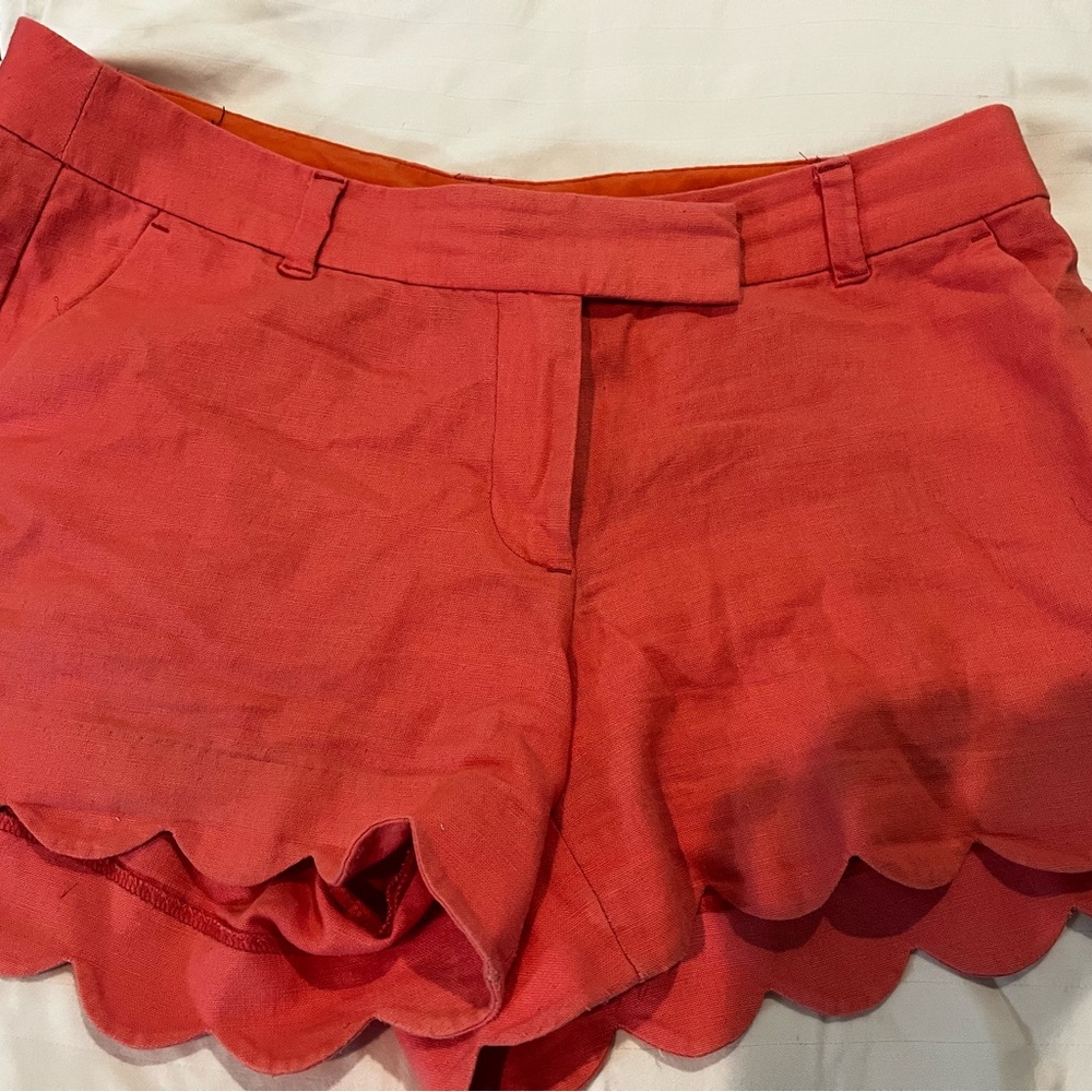 J. Crew Pink High Waist Scalloped Shorts
